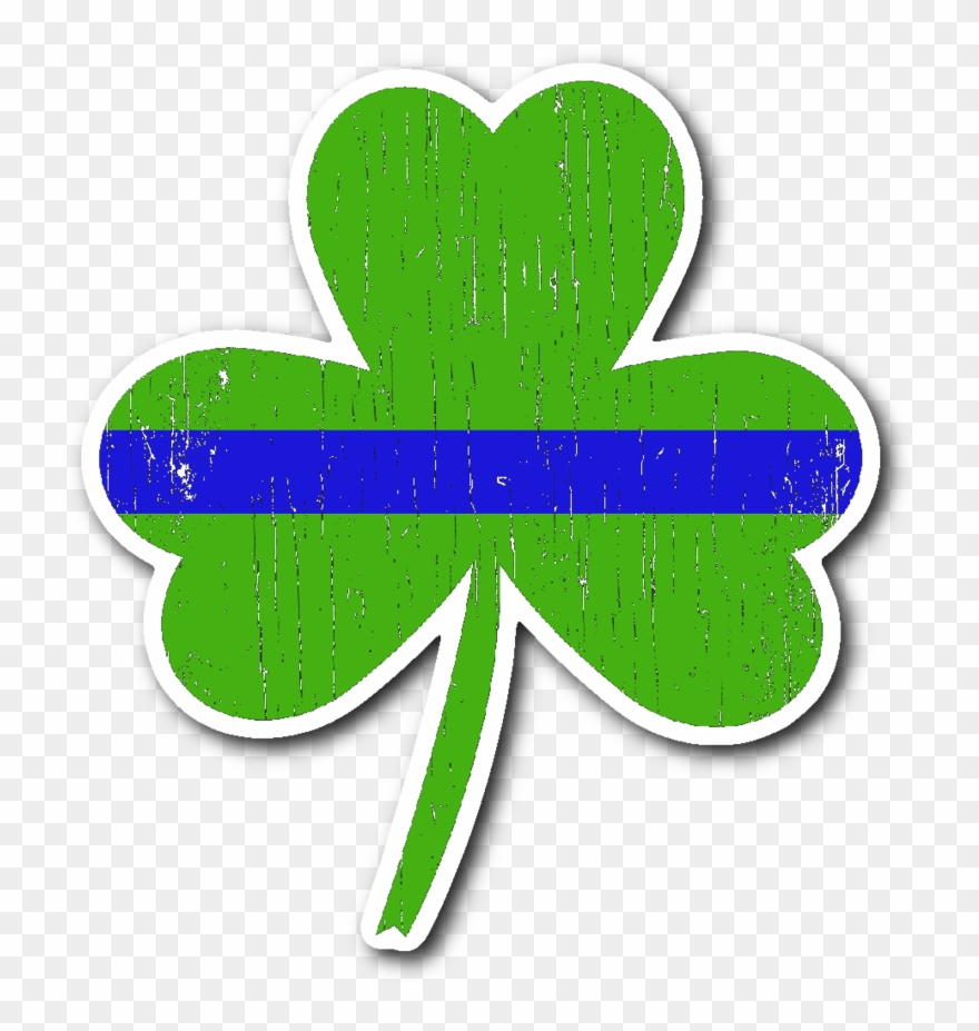 Thin Blue Line Shamrock Mug Sticker Decal - Police Thin Blue Line Shamrock Clipart