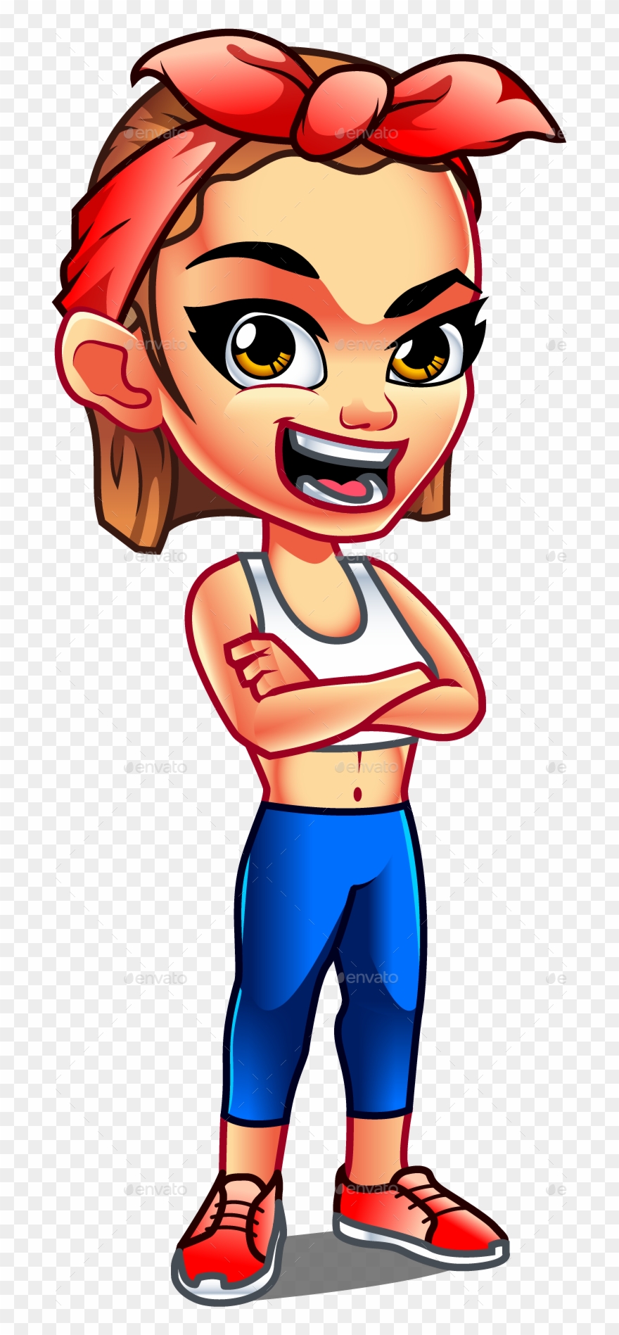 Strong Woman Mascot Set Clipart