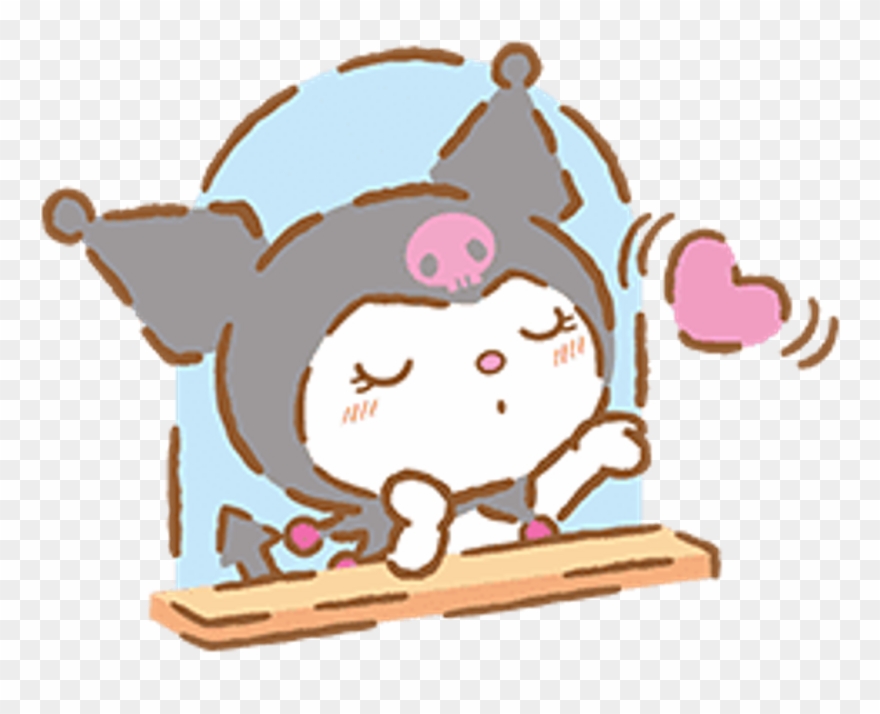 Stickers Kuromi Mymelody Kawaii Window Kiss Heart Heart - Kuromi Stickers Clipart
