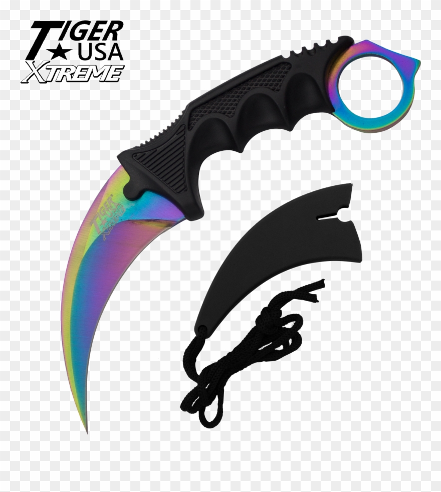 Color Karambit With Fixed Blade And Free Neck Sheath - Gold Karambit Clipart