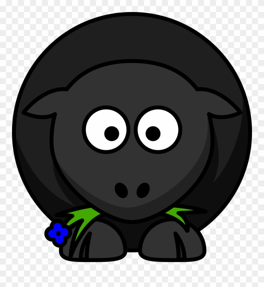 Lemmling Cartoon Sheep Black Remix Clipart - Sheep Clipart - Png Download