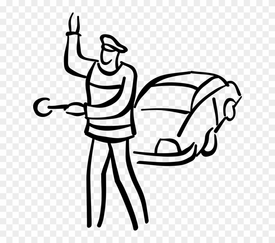 Vector Illustration Of School Crossing Guard Stops - Crossing Guard Clipart