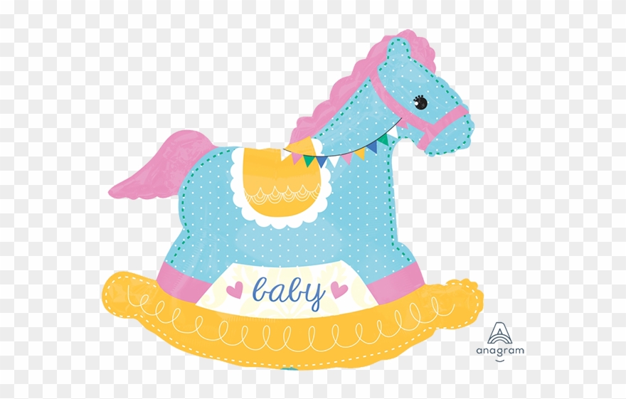 Baby Girl Rocking Horse - Giant Rocking Horse Baby Shower Balloon Clipart