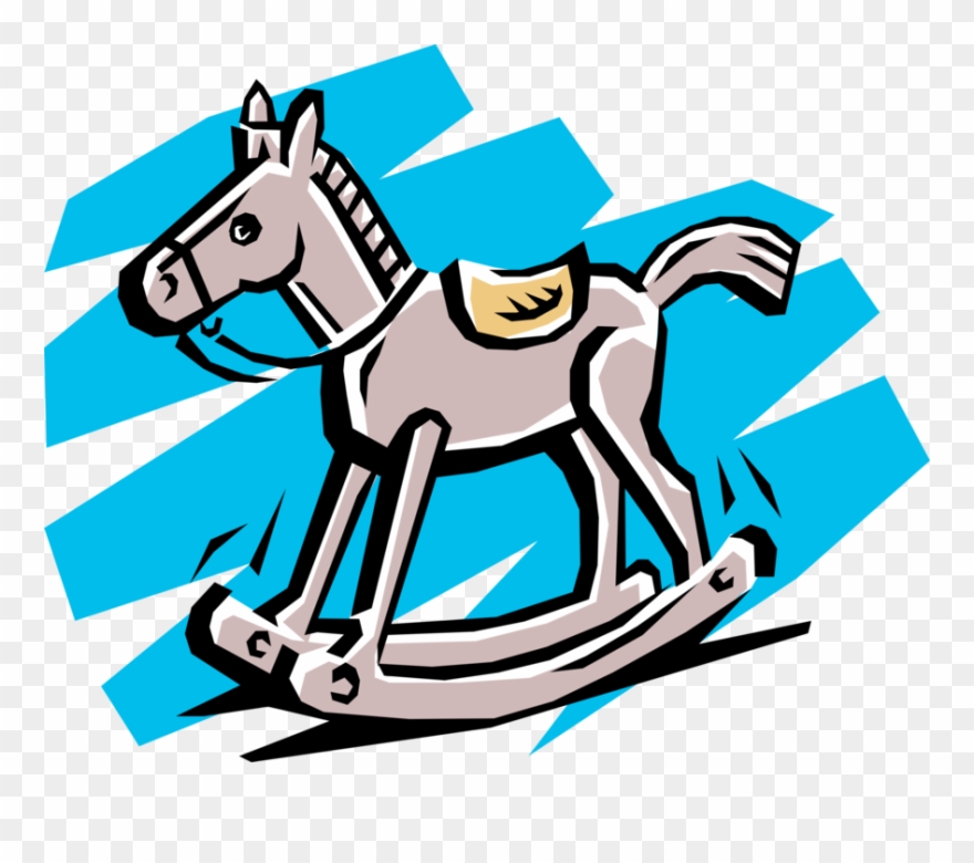 Vector Illustration Of Rocking Horse Child's Toy - Mane Clipart