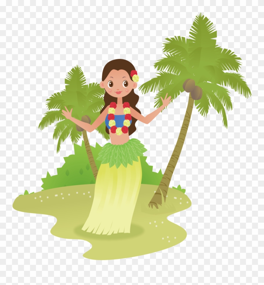 Hawaii Cartoon Hula Ukulele Girl Transprent - Personas De Hawaii Animadas Clipart