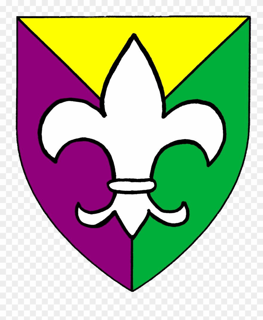 Per Pall Or, Purpure, And Vert, A Fleur De Lys Argent Clipart