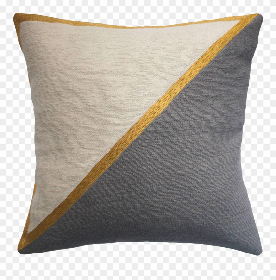 Modern Nicole Grey Hand Embroidered Geometric And Metallic - Throw Pillow Clipart