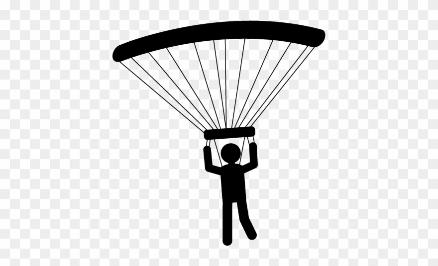People Descending At A Parachute Clipart