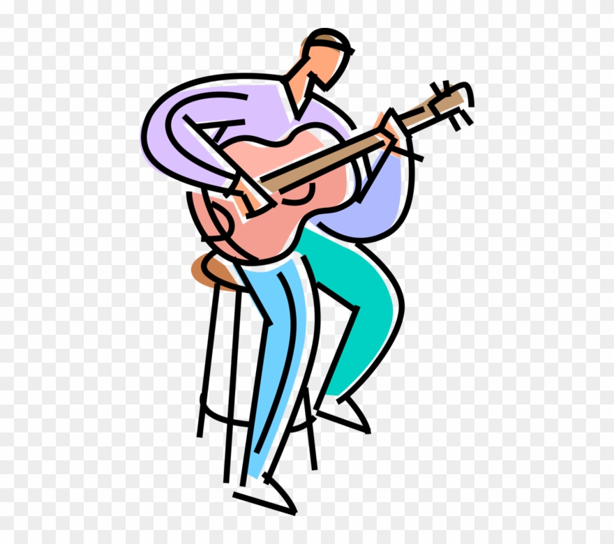 Vector Illustration Of Classical Guitarist Musician - Guitar Clipart