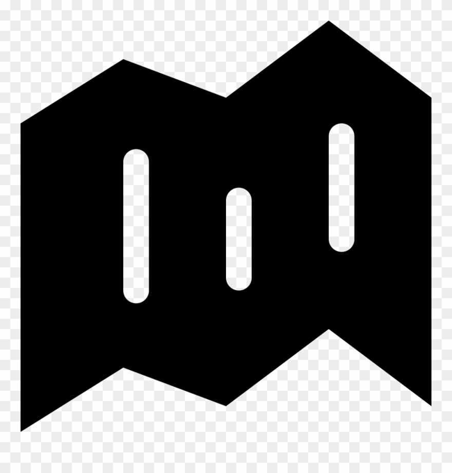 Black Map Folded Paper Symbol Comments - Dark Map Icon Clipart