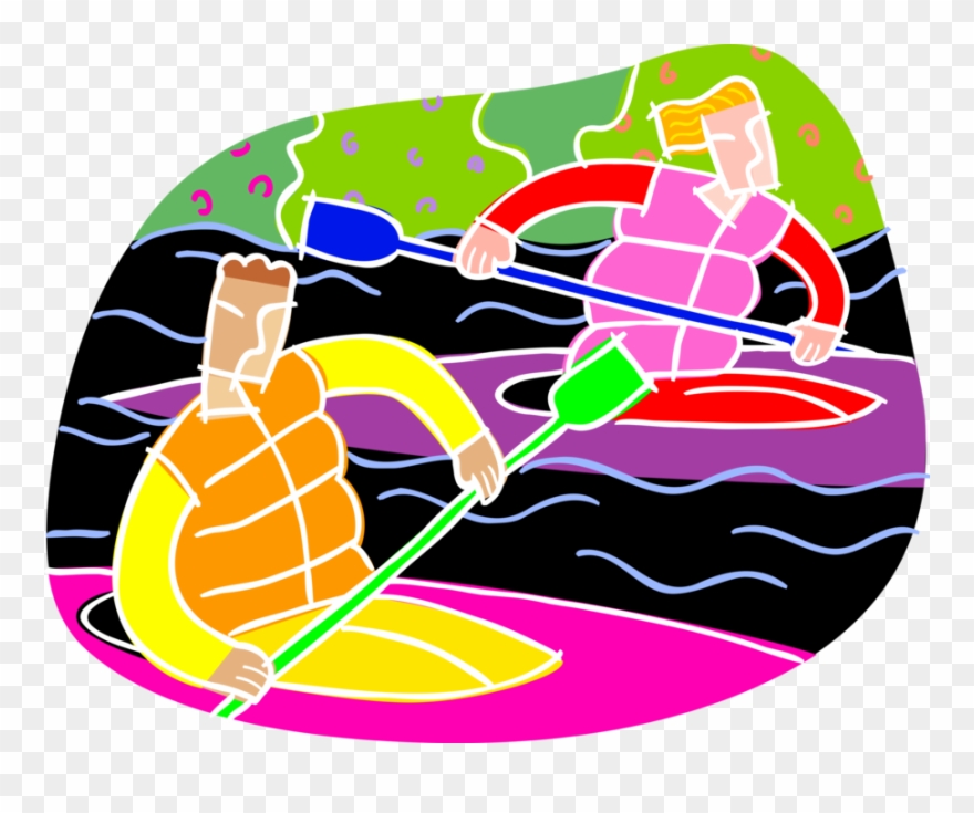 Clip Art Free Stock Kayaker Kayaks With Paddle Image - Clip Art - Png Download