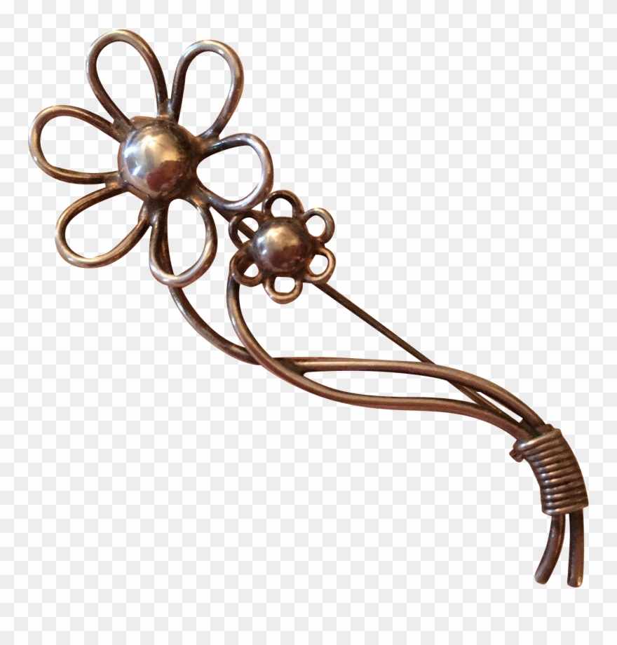 Denmark Sterling Signed Ad Lovely Flower Figural Vintage - Brooch Clipart