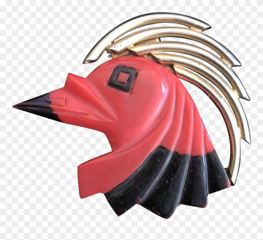 Rare French Rooster Bakelite Deco Clip Vintage Jewellery, - Emblem - Png Download