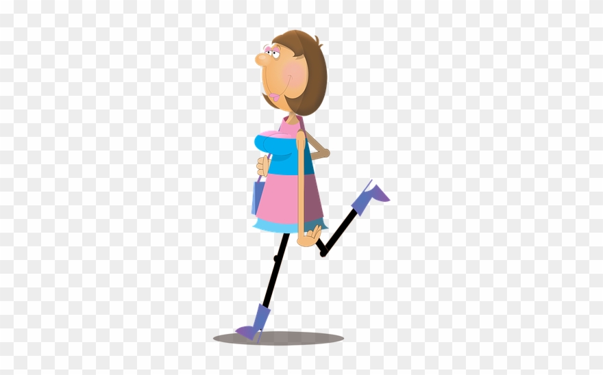 Woman, Female, Cartoon, Character, Walking, Shopping - Cartoon Clipart