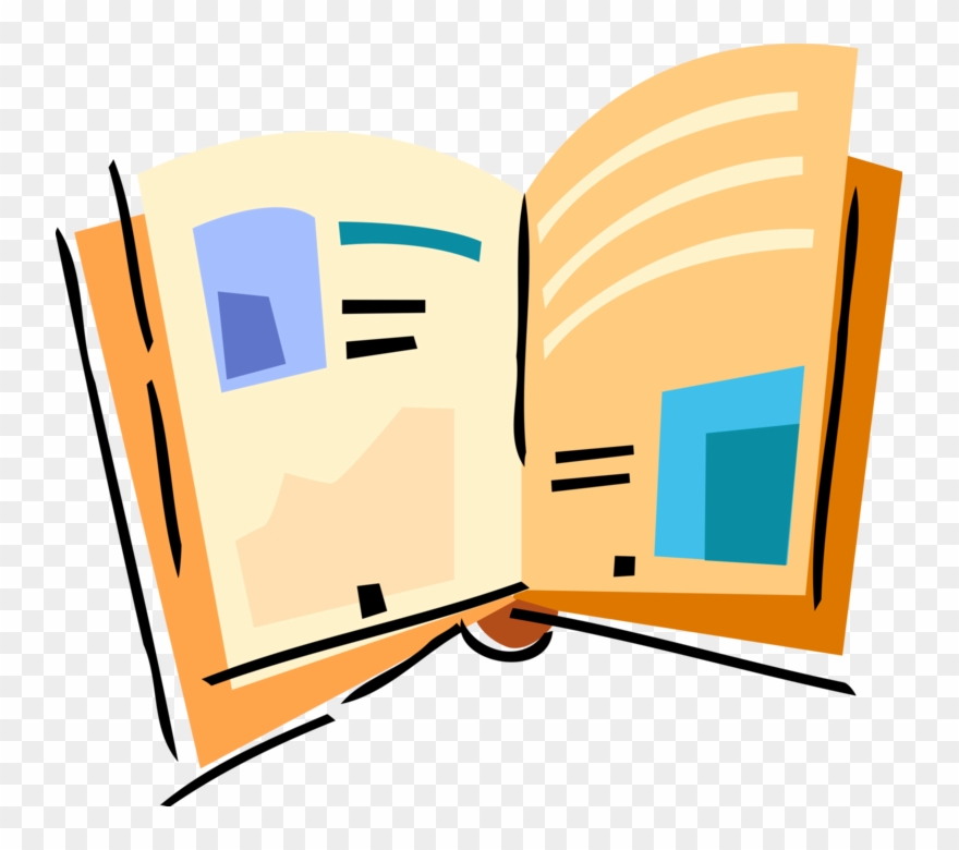 Vector Illustration Of Open Book Or Magazine Reading - Book Clipart