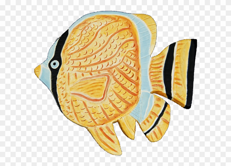 Small Free Form Ceramic Tile Of Tropical Fish In Yellow - Tile Clipart