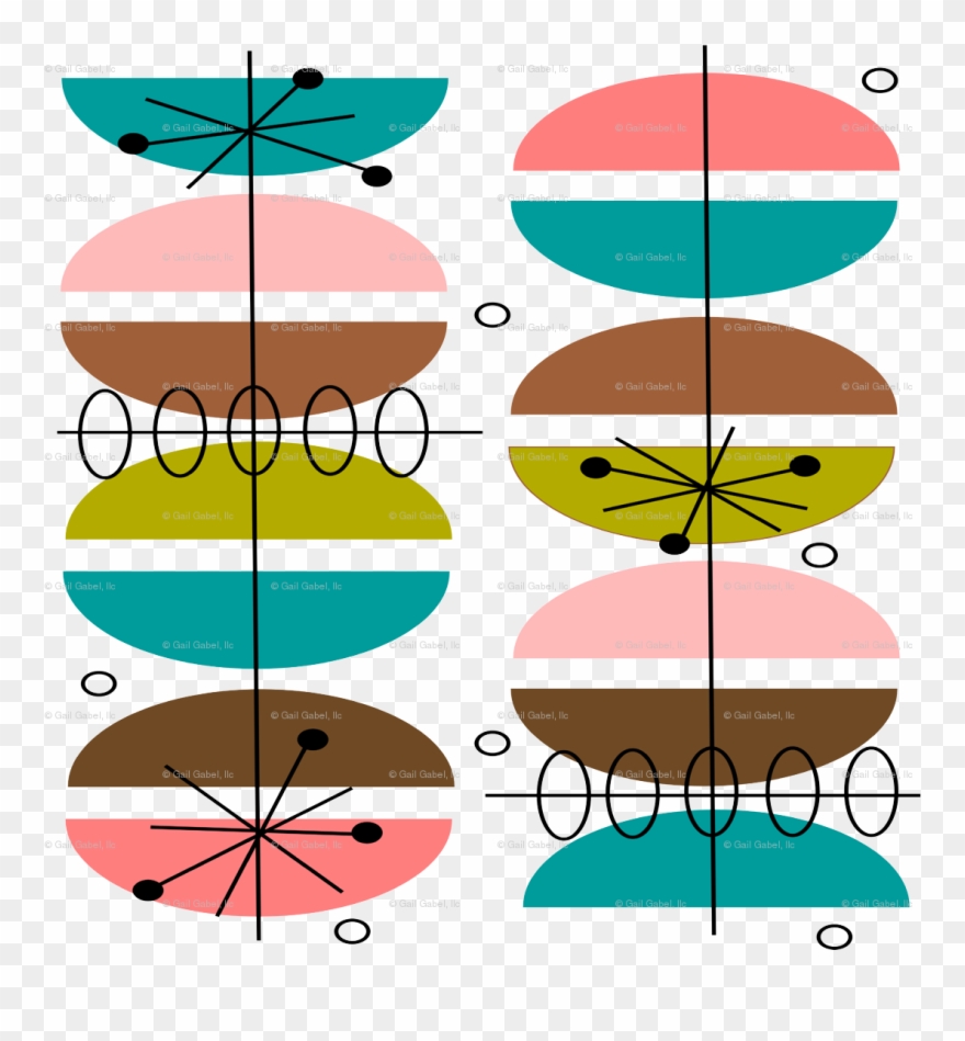 M#century Modern, Atomic Inspired Wallpaper - Mid-century Modern Atomic Custom Fabric By Hot4tees Clipart