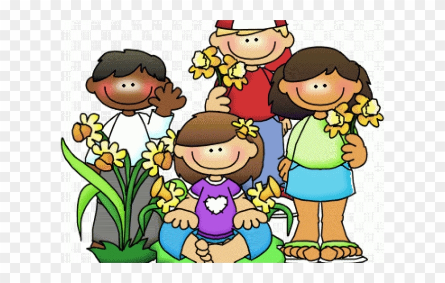 Spring Break Kids Cartoon Clipart