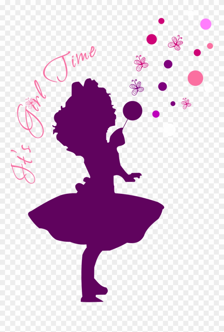 It's Girl Time - Silhouette Girl Blowing Bubbles Clipart