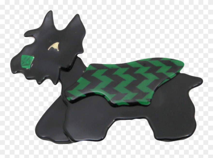 Lea Stein Black Scotty Dog With Green Sweater Brooch - Dog Clipart