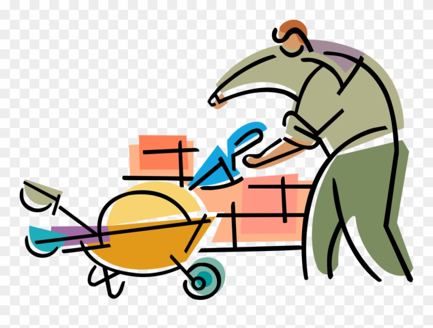 Vector Illustration Of Mason Bricklayer Constructs Clipart