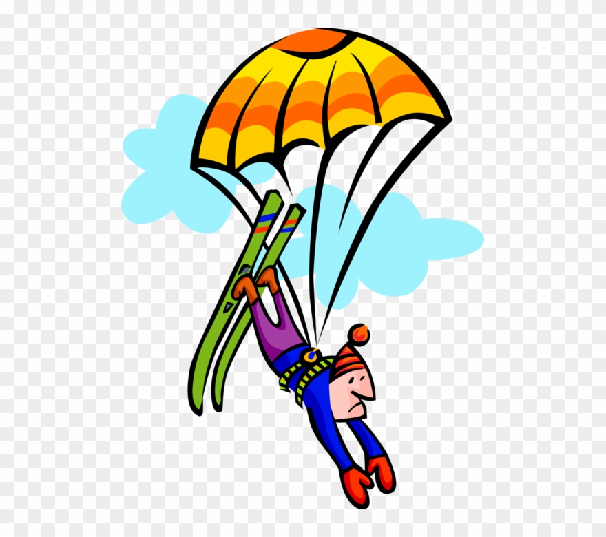 Skier On With Parachute - Extreme Sports Clipart - Png Download