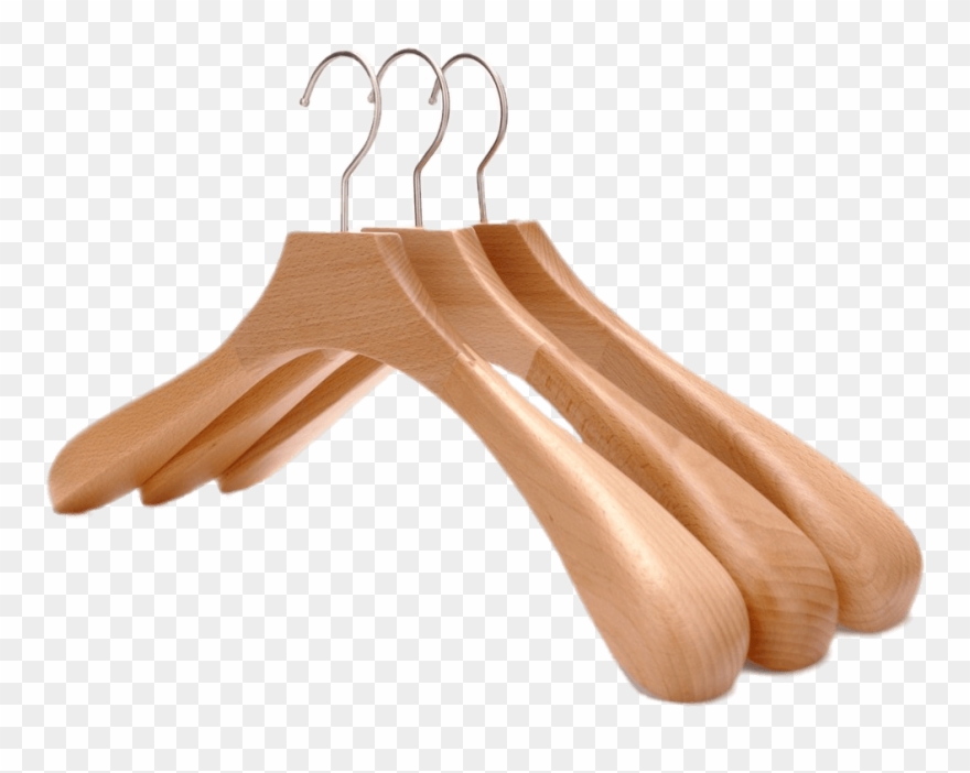 Set Of Wooden Clothes Hangers Transparent Png - J.s. Hanger Sturdy Wide Shoulder Wooden Coat Hangers Clipart