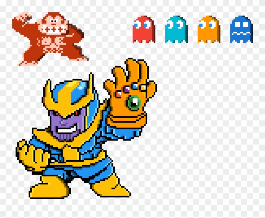 Pac Man Ghosts, King Kong And Thanos - Man's The Most Popular Game Donkey Kong Design Cool Clipart
