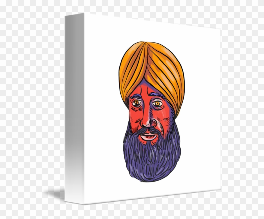 Beard And Turban Png Clipart Black And White Stock - Watercolor Painting Transparent Png