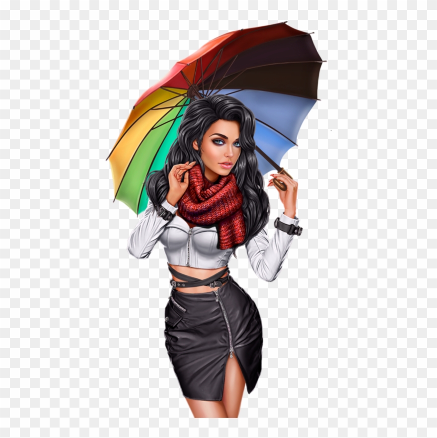 Tube Femme Avec Parapluie Ou Ombrelle Brollies, 3d - Automne Femme Tubes Png Clipart