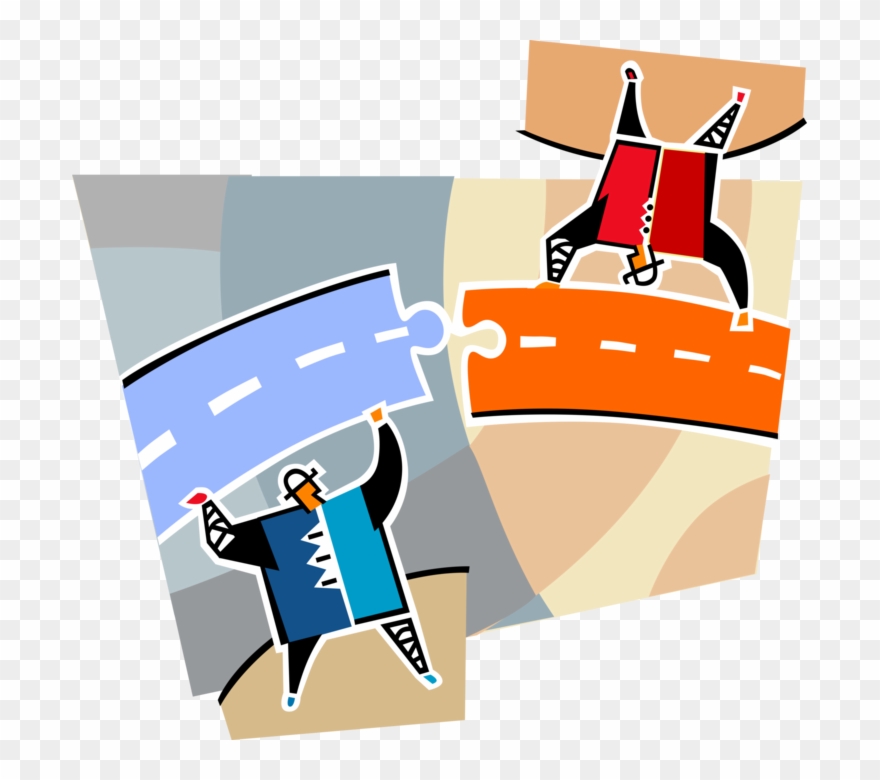 Library Connect Road Puzzle Pieces Image Illustration - Graphic Design Clipart