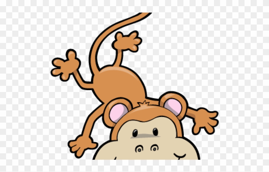 Cartoon Monkey Hanging Upside Down Clipart