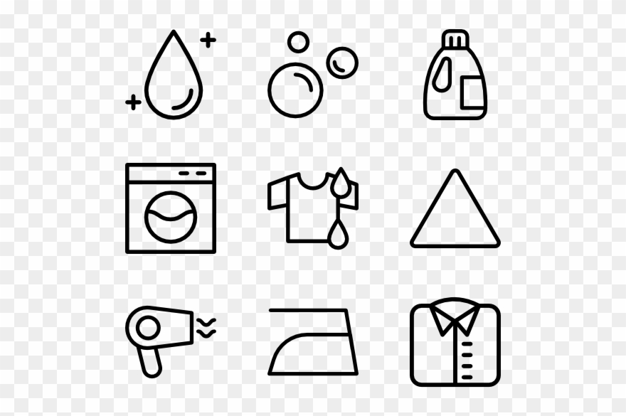 Linear Laundry Symbols - Icons Png Clipart