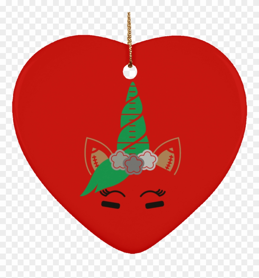 Football Field Unicorn Ceramic Heart Ornament Football - Christmas Ornament Clipart