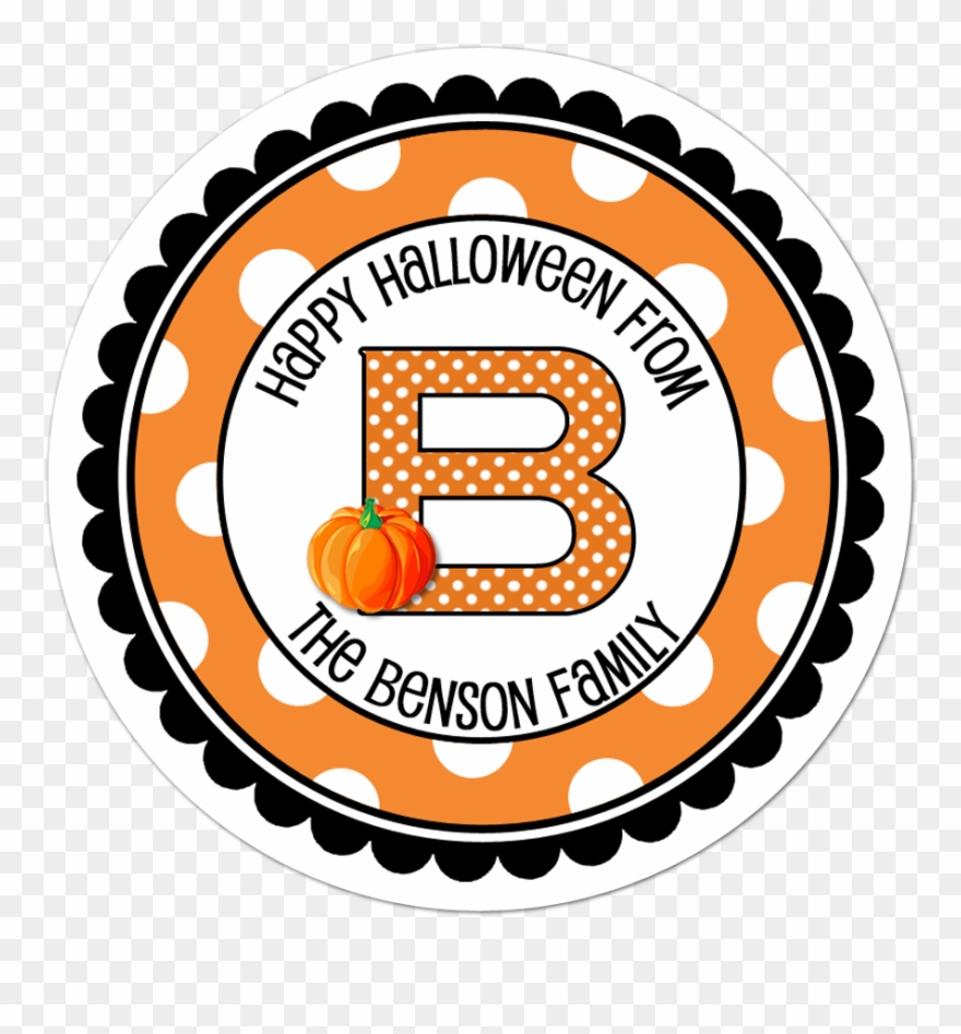 Pumpkin Monogram Wide Polka Dot Border Personalized - Logo Clipart