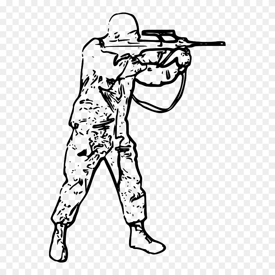 Black And White Picture Of Soldier Clipart