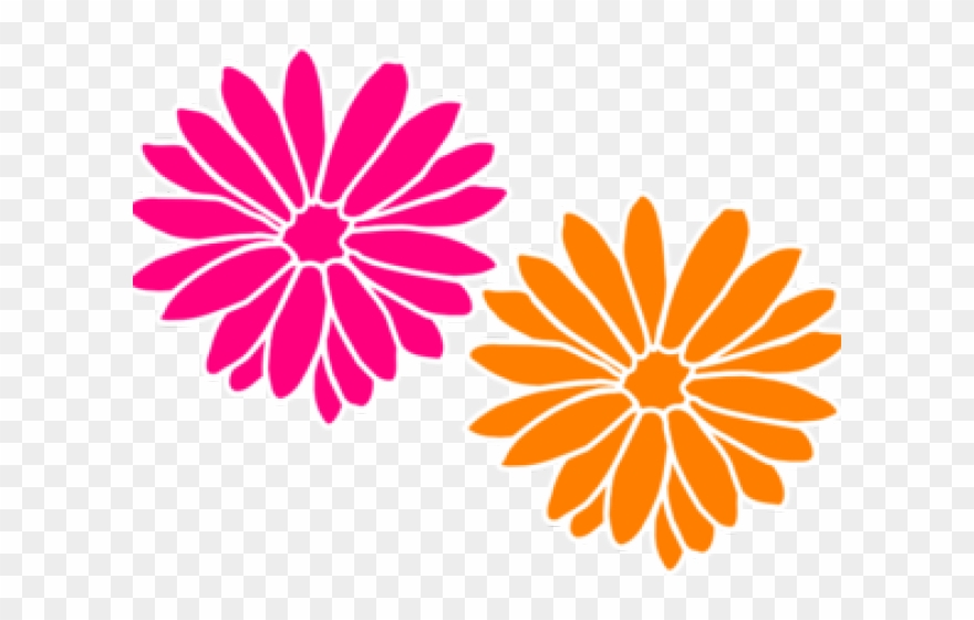 Orange Flower Clipart Calendula Flower - Orange And Pink Border - Png Download