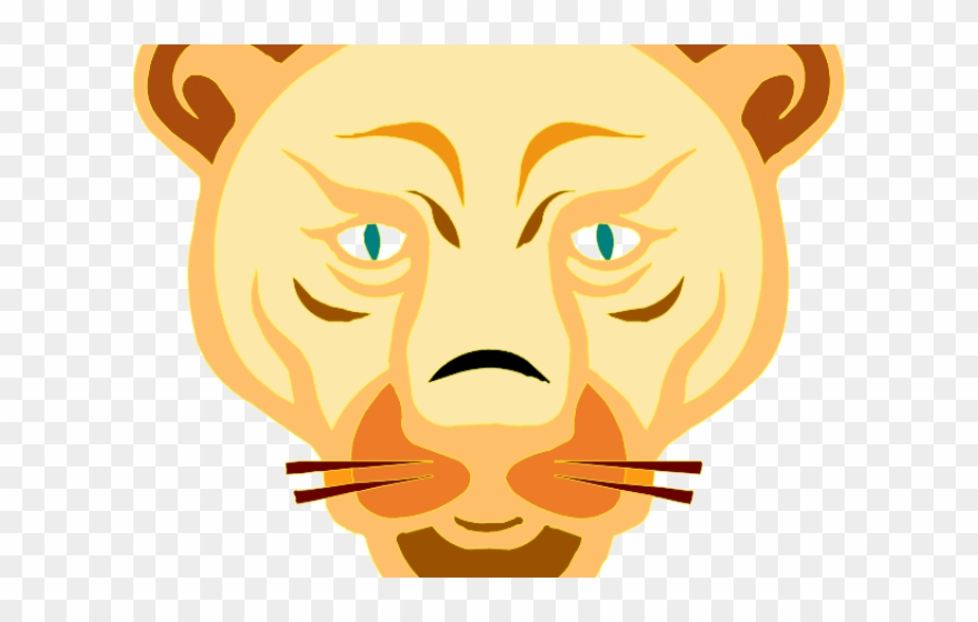 Mountain Lion Clipart Cute - Cartoon Lion Face - Png Download