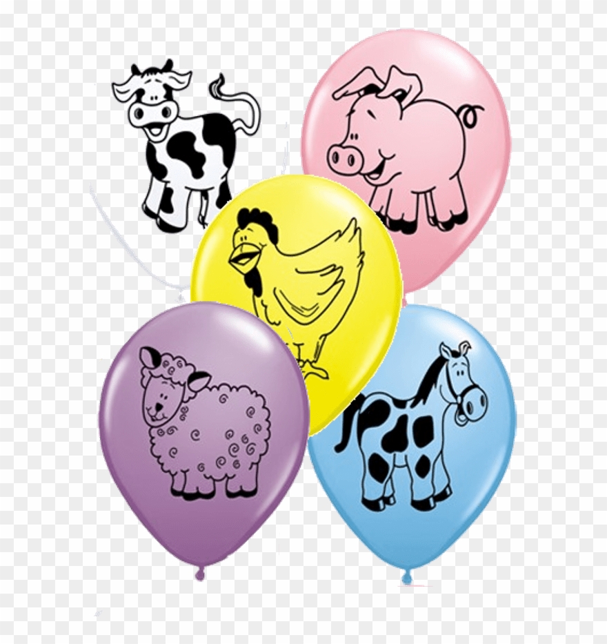 3 Farm Animal Print Latex Balloons - 11" Special Assortment Farm Animal Latex Balloons X Clipart
