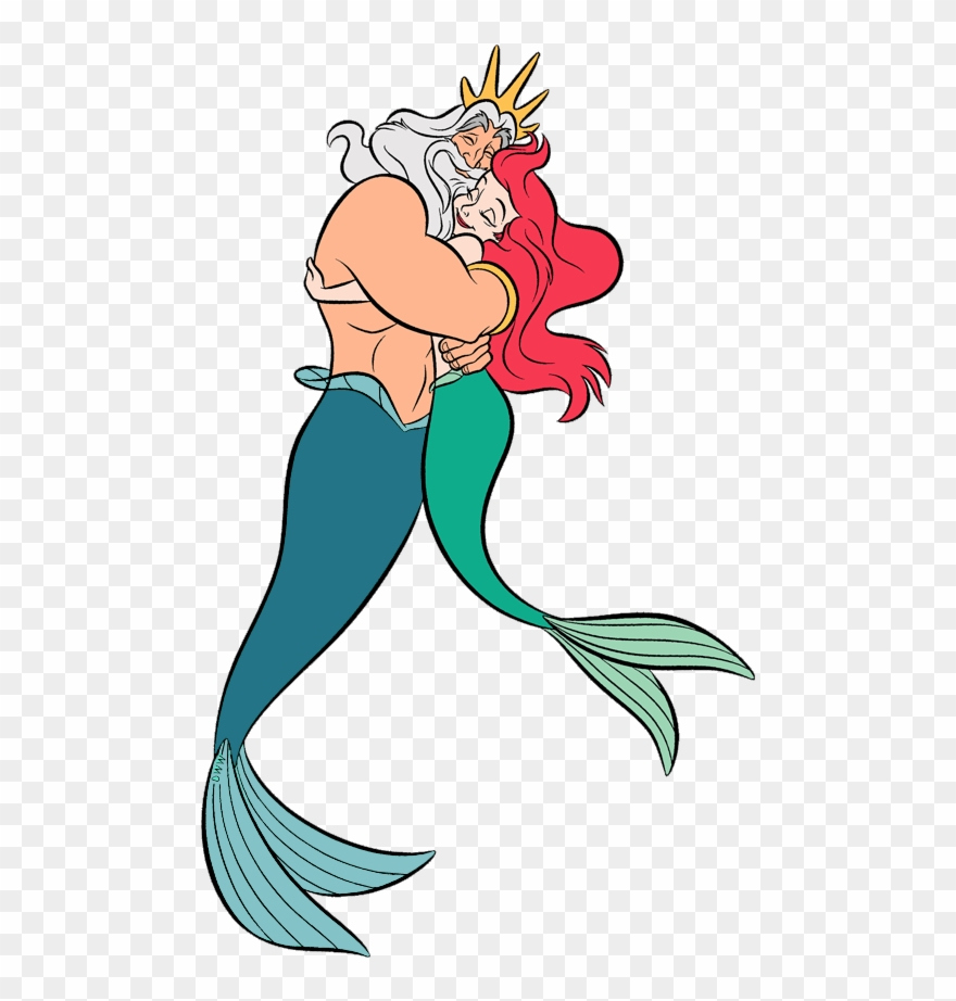 King Triton Clip Art Disney Clip Art Galore Eric Text - Ariel And King Triton Hugging - Png Download