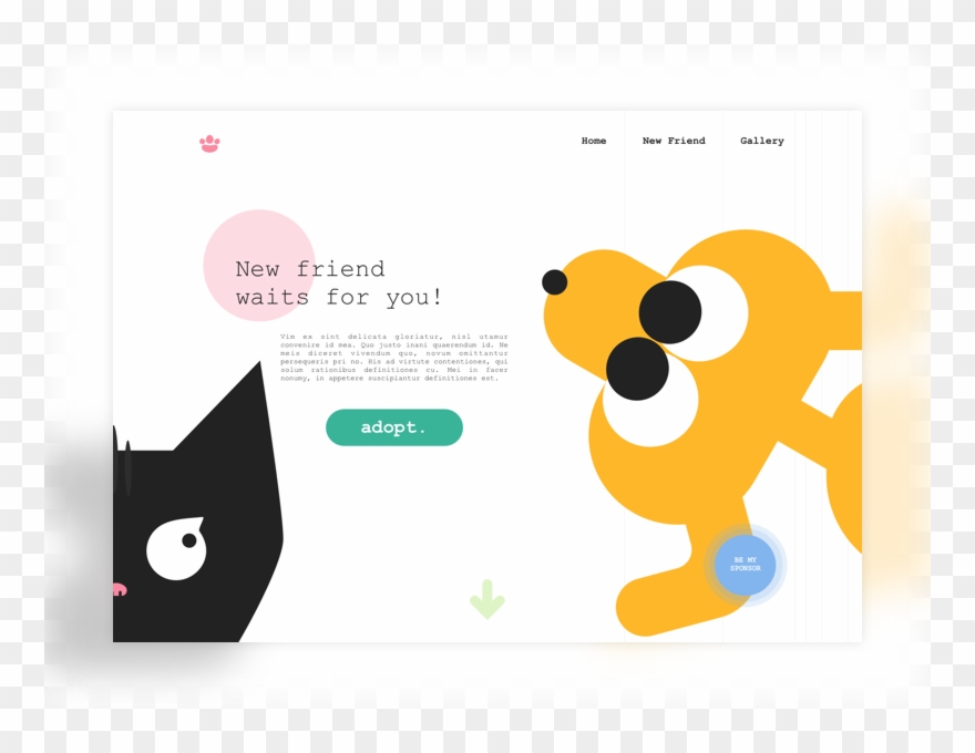 Pet Shelter Flat Web Vector Ui Illustration - Cartoon Clipart