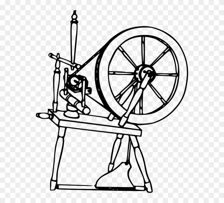 Spinning, Textile, Thread, Wheel, Yarn - Clip Art Spinning Wheel - Png Download
