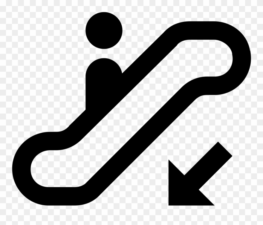 White Arrow Pointing Down Png - Escalator Down Clipart