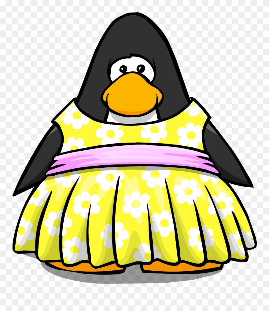 Yellow Sun Dress On Player Card - Club Penguin Wearing A Dress Clipart