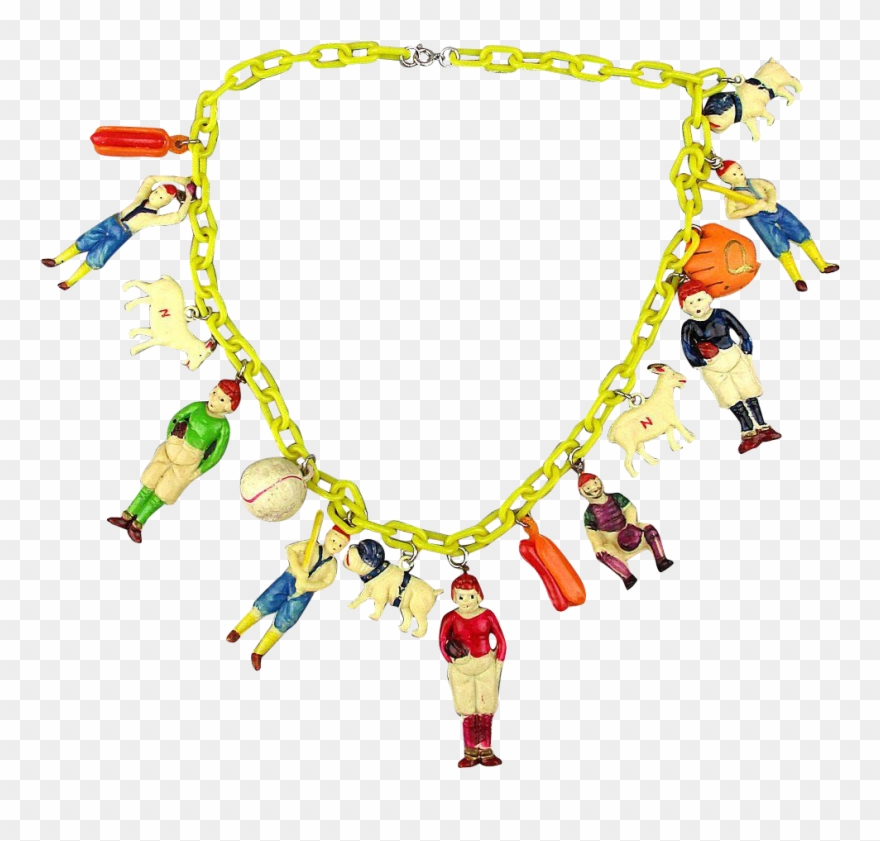 Vintage 1940s Celluloid Charm Necklace Occupied Japan - Necklace Clipart