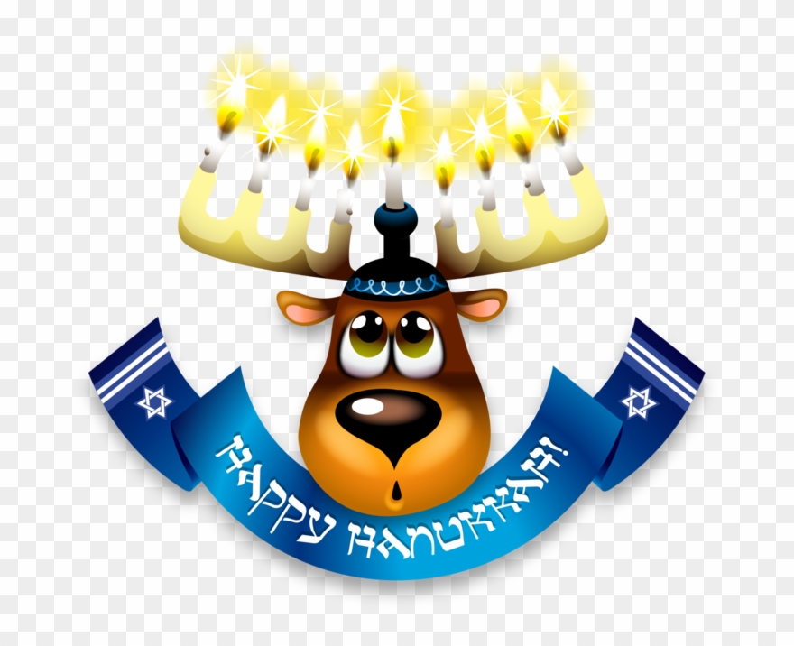 Moose Head With Menorah And Happy Hanukkah Banner - Menorah Reindeer Wristlet Purse, Women's, Pale Blue/burly Clipart