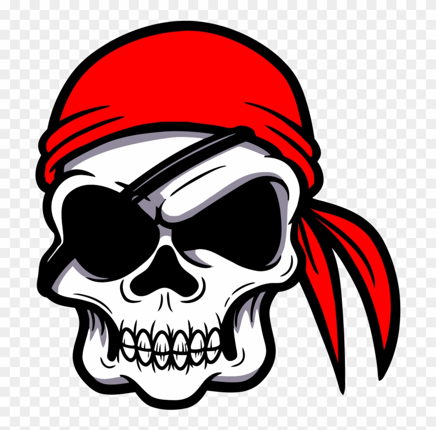 Eye Patch Clipart - Evil Pirate Cartoon Skull, Halloween Party T Shirt - Png Download