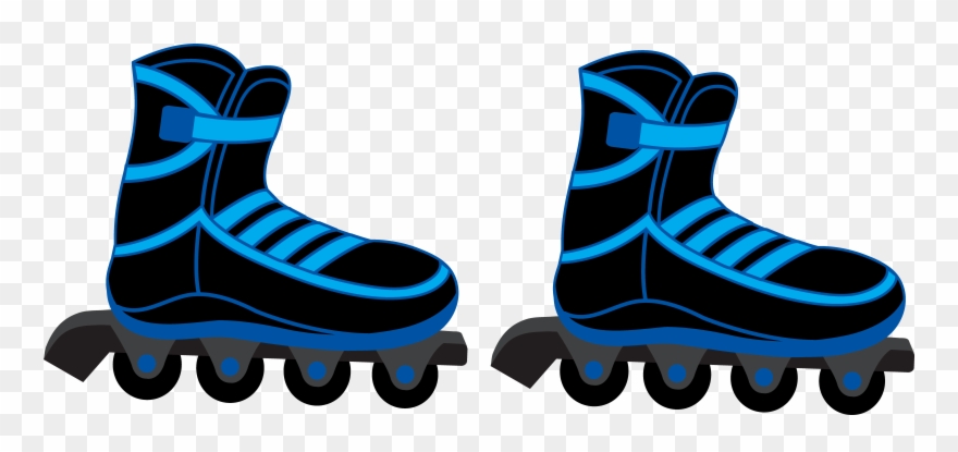 Cool Blue And Black Rollerblades - Rollerblades Clipart - Png Download