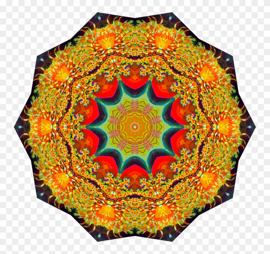 Textile Symmetry Orange Quilt Kaleidoscope - Illustration Clipart