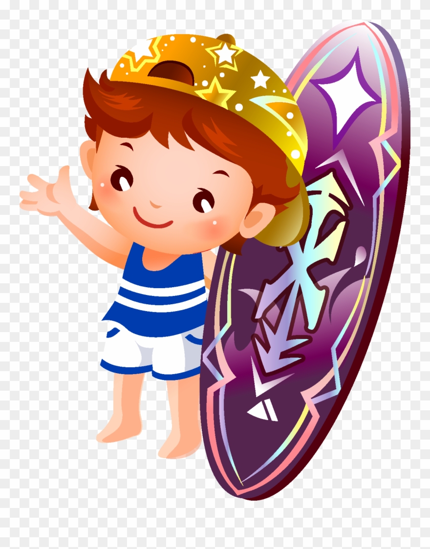 Theme Sport, Kids Sports, Beach Pool, Clipart, Little - Desenho De Menino Surfando - Png Download